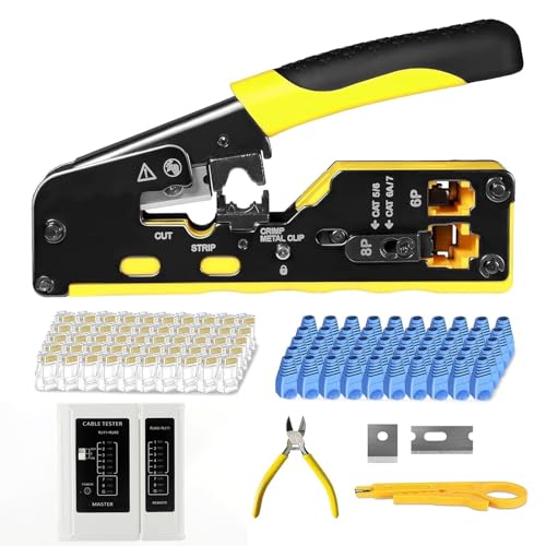 Taimimy RJ45 Crimpzange Set Netzwerk Werkzeug Krimpzange für Netzwerkstecker CAT5/CAT6/CAT7, Crimpzange Netzwerkkabel RJ45 Taimimy RJ45 Crimpzange Set Netzwerk Werkzeug Krimpzange für Netzwerkstecker CAT5/CAT6/CAT7, Crimpzange Netzwerkkabel RJ45 von Taimimy