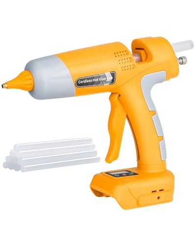 Schnurloses Heißklebepistolen-Set für Dewalt 20v 60v Akku, LED Digital Heißklebepistole mit 10 Stück 0.43'' Heißklebesticks für Heimreparaturen, Kunst & Handwerk (Batterie nicht enthalten) von Taingwei