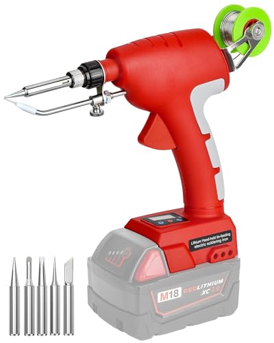 Schnurloses Lötkolbenset für Milwaukee M18 18v Akku, 75W LED Digital Lötkolben mit 5 Stück Spitzen, 50g 0.04" Lötdraht für jeden Hobby Enthusiasten (Batterie nicht enthalten) von Taingwei