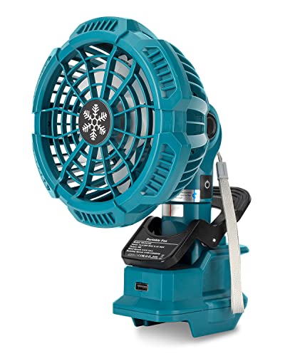 Taingwei Tragbarer Clip-on-Ventilator für Makita 18v Akku, Leise akku ventilator mit 3 energieeffizienten Geschwindigkeitsstufen für Schlafzimmer, Outdoor, Camping und Baustelle (nur Werkzeug) von Taingwei