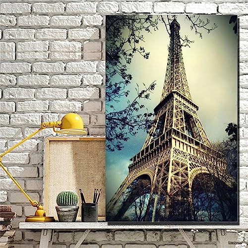 5D Diamond Painting Set für Erwachsene,DIY Diamond Art Painting Kits Full Drill Strass Kreuzstich Stickerei Leinwand Painting nach Zahlen für Home Wall Décor Eiffelturm Square Drill,100x200cm von Tainrun