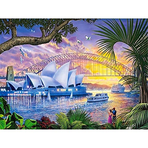 DIY 5D Diamond Painting Set,Opernhaus in Sydney Voll Bohrer Diamant Malerei Bilder Kits für Erwachsene Kinder,Kristall Strass Stickerei Kreuzstich Arts Craft für Home Wall Décor Geschenk 30x50cm von Tainrun