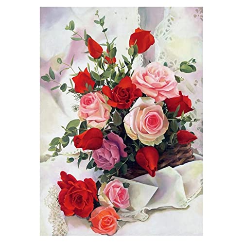 Diamond Painting Set,Blumen Rose Diamant Painting Bilder 5D Erwachsene/Kinder Stickerei Kreuzstich Mosaik Gemälde DIY Diamant Malerei Kits Vollbohrer,für Home Wall Décor Square Drill,30x40cm von Tainrun