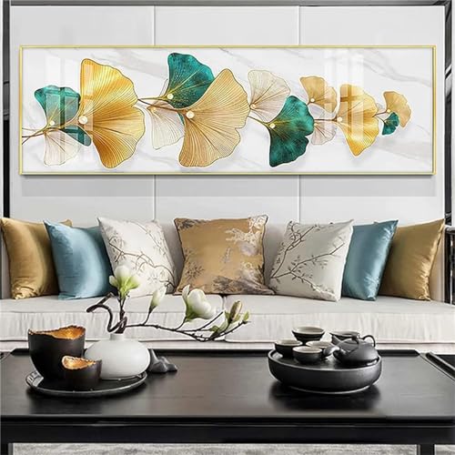 Diamond Painting Set 5D Diamant Gemälde 50x150cm DIY Voller Bohrer Diamond Painting Kristall Strass Cross Kreuzstich Stickerei Malerei Kits für Home Wall Dekorationen (Grüner Ginkgo Biloba) von Tainrun