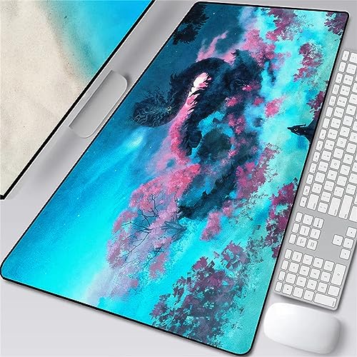 Mauspad,Groß XXL Gaming Mauspad Extended Large Rosa Abstrakte Malerei Mouse Pad Premium-Strukturiertes Rutschfestes mit Genähten Kanten Schreibtisch Matte für Notebooks, PC 800x400x3mm von Tainrun