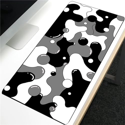 Mauspads Gaming 1200x600x3mm Tischunterlage Large Size Großes Mauspad Vernähte Kanten rutschfest Mousepad für PC Laptop Tastatur Matte (Schwarz Grau Weiß) von Tainrun