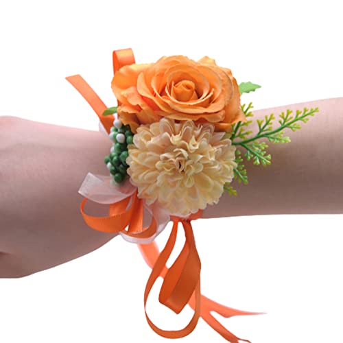 Tainrunse Brautjungfern-Handgelenk-Blume, romantisch, festlich, lichtecht, kompatibel mit Hochzeit, Orange von Tainrunse