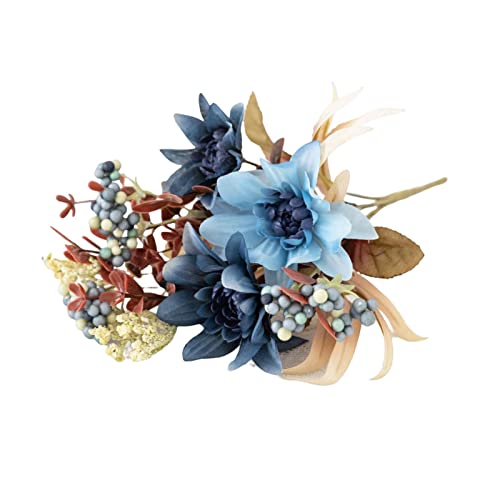 Tainrunse Nachgemachte Dahlie Gefälschte Dahlie DIY Blumenarrangement Retro Künstliche Blume Hochzeit Wohnkultur Blau von Tainrunse