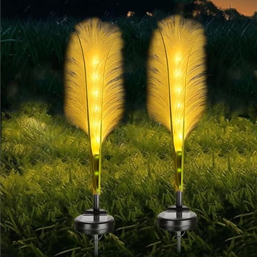 Solarlampen für Außen Garten, 2 Stück Solar Schilfrohr Leuchten Warmeweiße, IP65 Wasserdichte, Solar Gartenleuchten Schilf Solarleuchten Gartendeko für Draußen Pathway Yard Patio Balkon Terrassen von Taipow