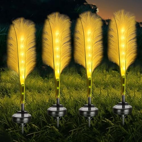 Taipow Solarlampen für Außen Garten, 4 Stück Solar Schilfrohr Leuchten Warmeweiße, IP65 Wasserdichte, Solar Gartenleuchten Schilf Solarleuchten Gartendeko für Draußen Pathway Yard Patio Terrassen von Taipow