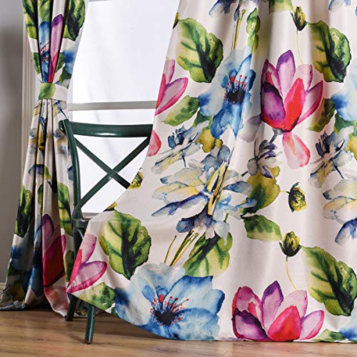 Taisier Home Stilvoller eleganter Abstrakter farbenfroher Vorhang Bedruckt, bunter Blumenvorhang Bedruckt, modischer Vorhang 213 cm lang für Schlafzimmer (Blumendruck, 1 Stück) von Taisier Home