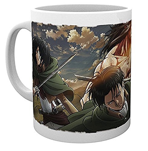 Yeegfeyaa Attack on Titan Tasse Season 2 Scouts - weiß, Bedruckt, aus Keramik, Fassungsvermögen ca. 320 ml. von Attack on Titan