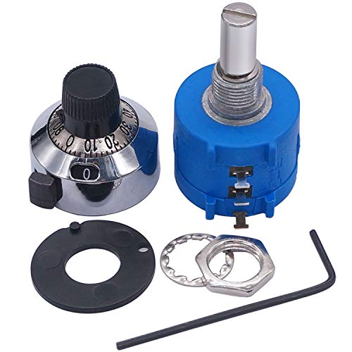 Taiss/ 10-Gang-Präzisionspotentiometer mit Drahtwicklung, Präzisionspotentiometer mit Drahtwicklung und mehreren Drehungen, einstellbarer 10-Ring-Widerstandszählknopf (3590S-2-202L 2k Ohm) von Taiss