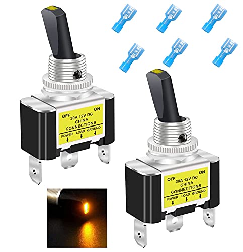 Taiss/2 Stück Kippschalter 12V DC gelben LED Wippschalter 30A SPST EIN/AUS 3Pin Mit Terminal, Für Auto Oder Boot ASW-07D-2-Y-DZ Taiss/2 Stück Kippschalter 12V DC gelben LED Wippschalter 30A SPST EIN/AUS 3Pin Mit Terminal, Für Auto Oder Boot ASW-07D-2-Y-DZ von Taiss