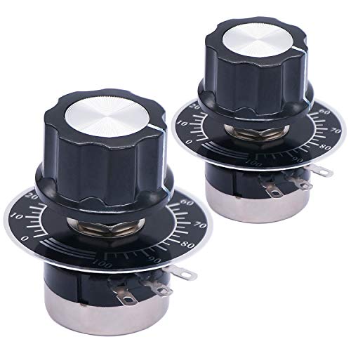 Taiss/2 Stücke RV24YN20S 500 ohm Potentiometer B501 Single-Turn-Potentiometer für die Drehzahlregelung von Wechselrichtern. Motordrehzahlregelung +2 Stück A03 und Wählscheiben(B501,500 ohm) von Taiss