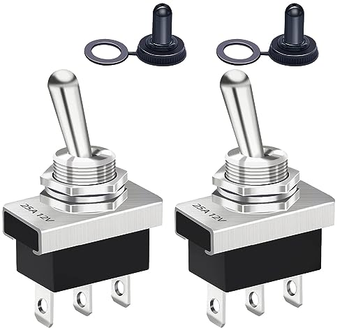 Taiss/2PCS Kippschalter 12V 25A SPDT ON-Off-ON 3Pin 3 Position mit Upgrade Wasserdichter Abdeckkappe für Auto Auto KN3D-103+MZ von Taiss