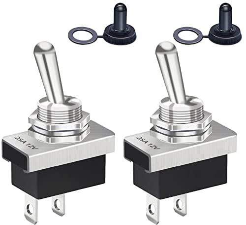Taiss/2PCS Kippschalter 12V 25A SPST ON/Off 2Pin 2 Position mit Upgrade Wasserdichter Abdeckkappe für Auto Auto KN3D-101+MZ von Taiss