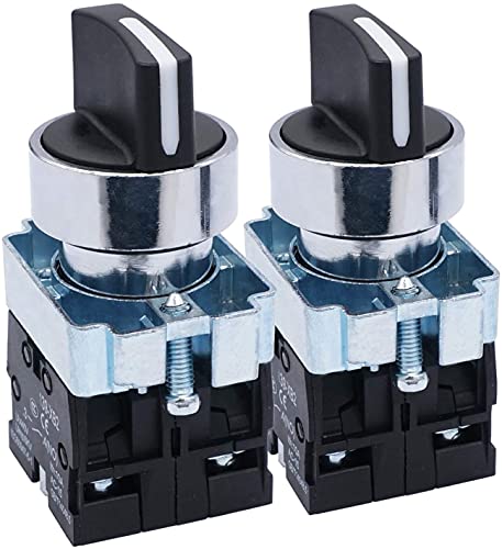 Taiss/2Stück Drehwahlschalter 22mm 2No 3-Positionen beibehaltene Verriegelung 440V 10A XB2-20X/31 von Taiss
