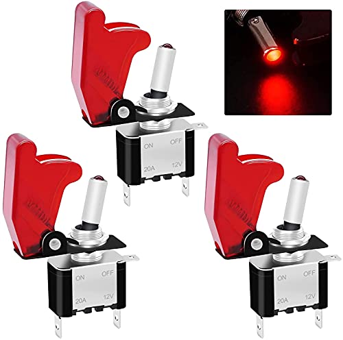 Taiss/3 Stück Kippschalter 12V 20A Rote LED SPST EIN/AUS Wippschalter 3Pin beleuchtet mit roter wasserdichter Sicherheitsabdeckung ASW-07D-R+MZ Taiss/3 Stück Kippschalter 12V 20A Rote LED SPST EIN/AUS Wippschalter 3Pin beleuchtet mit roter wasserdichter Sicherheitsabdeckung ASW-07D-R+MZ von Taiss