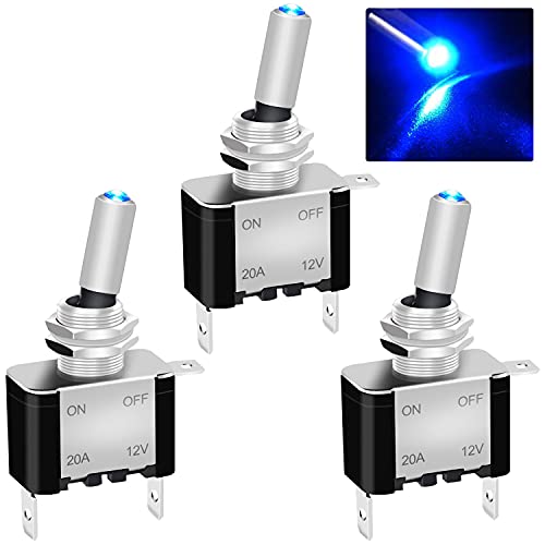 Taiss/3 Stück Kippschalter 12V DC 20A Blaue LED Wippschalter beleuchtet 3 Pin EIN/AUS SPST ASW-07D-BU Taiss/3 Stück Kippschalter 12V DC 20A Blaue LED Wippschalter beleuchtet 3 Pin EIN/AUS SPST ASW-07D-BU von Taiss