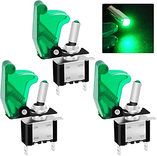 Taiss/3 Stück Kippschalter 12V DC 20A Grüne LED Wippschalter beleuchtet 3 Pin EIN/AUS SPST mit grüner wasserdichter Sicherheitsabdeckung ASW-07D-G+MZ Taiss/3 Stück Kippschalter 12V DC 20A Grüne LED Wippschalter beleuchtet 3 Pin EIN/AUS SPST mit grüner wasserdichter Sicherheitsabdeckung ASW-07D-G+MZ von Taiss