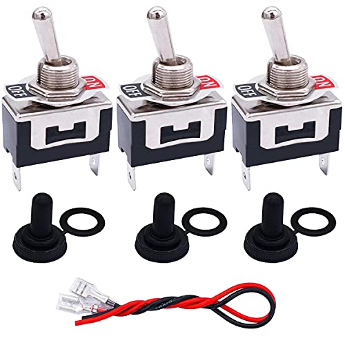 Taiss/3 Stücke Kippschalter Heavy Duty 2 Pin 2 Position ON/Off SPST 15A 250VAC Spade Terminal Metall Bat Switch mit wasserdichter Stiefelkappe und 6,3 mm Anschlussdrähten TEN-1021MX-B101 Taiss/3 Stücke Kippschalter Heavy Duty 2 Pin 2 Position ON/Off SPST 15A 250VAC Spade Terminal Metall Bat Switch mit wasserdichter Stiefelkappe und 6,3 mm Anschlussdrähten TEN-1021MX-B101 von Taiss