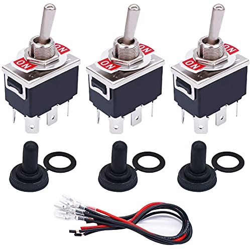 Taiss/3 Stücke Kippschalter Heavy Duty 6 Pin 2 Position ON/ON DPDT 16A 250VAC Spade Terminal Metall Bat Switch mit wasserdichter Schutzkappe und 6,3 mm Anschlussdrähten TEN-1321MX-B202 Taiss/3 Stücke Kippschalter Heavy Duty 6 Pin 2 Position ON/ON DPDT 16A 250VAC Spade Terminal Metall Bat Switch mit wasserdichter Schutzkappe und 6,3 mm Anschlussdrähten TEN-1321MX-B202 von Taiss