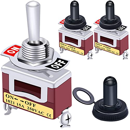 Taiss / 3pcs Kippschalter Hochleistungs 20A 125V 15A 250V SPST 2 Terminal Pin EIN/AUS Metall Wippschalter + 3pcs wasserdichte Abdeckung KN3C-101 Taiss / 3pcs Kippschalter Hochleistungs 20A 125V 15A 250V SPST 2 Terminal Pin EIN/AUS Metall Wippschalter + 3pcs wasserdichte Abdeckung KN3C-101 von Taiss
