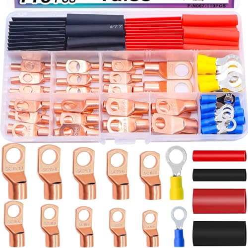 Taiss 110 Stücke Kupfer Kabelschuhe Set, schrumpfschlauch Set Ringkabelschuhe 6mm² 10mm² 16mm² 25mm² 35mm² kupfer kabelschuhe M6 M8 M10 mit Schrumpfschläuche für Kfz Batteriekabel Verteilerkästen Taiss 110 Stücke Kupfer Kabelschuhe Set, schrumpfschlauch Set Ringkabelschuhe 6mm² 10mm² 16mm² 25mm² 35mm² kupfer kabelschuhe M6 M8 M10 mit Schrumpfschläuche für Kfz Batteriekabel Verteilerkästen von Taiss