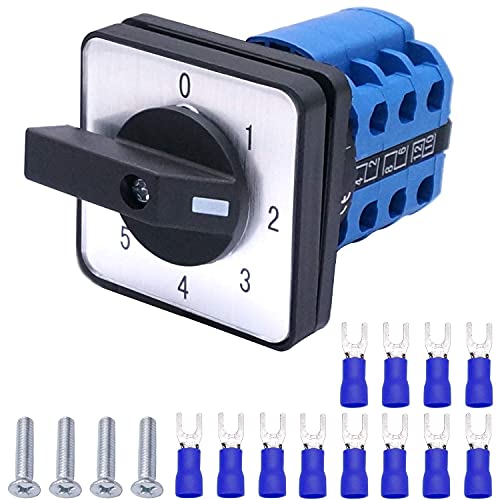 Taiss Universal nockenschalter, drehschalter 5 positionen, 20A 550V 5 Position 12 Klemmen Wechselschalter + SV2-4s Blaue Anschlussklemme LW26-20 0-5/3 von Taiss