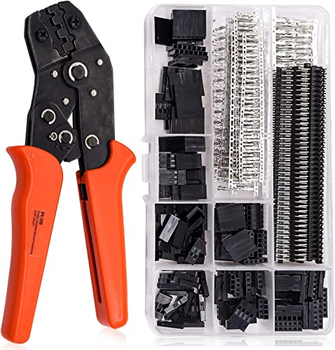 Taiss 600 Stück crimpzange dupont stecker set SN-28B,Dupont Crimping Tool JST 2.54 mm 1/2/3/4/5/6/7 Pin Gehäuse Dupont Verbinder,crimpzange für AWG 28-18 SN-28B von Taiss