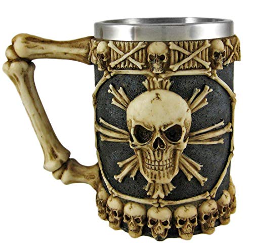 Taisuko großes Skelett-Kreuz-Knochen-Schädel-Bier Stein-Krug-Kaffeetasse-Getränk-Becher von Taisuko