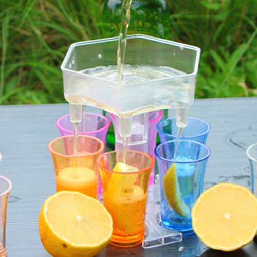 6 Schnapsglas-Spender mit Halterung, verstellbare Lochzahlen, für Partyspiele, Festival, Geburtstag, Bar, Hotel, Cocktail oder jedes andere Getränk (transparent + 6 bunte Tassen) von Taixinpower