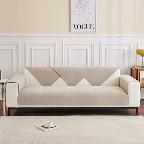 Taiyang Sofabezug L Form,Sofabezug 3 Sitzer 2 Sitzer,Rückenlehnenbezüge, Couchbezüge,Chenille Sofabezug mit Fischgrätenmuster,fühlt Sich weich Anti-Rutsch-Design (Altweiß, 90 x 210cm, 1 Stück) von Taiyang