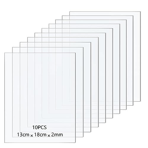 Taiyeestar 10er Profi Set Acrylglas 2mm Dicke, ultra klare Acrylplatte transparente, Acrylplatten, Acrylglas Platten für Fotorahmen, Projektausstellung, Malerei, Tischaufsteller (13x18cm) von Taiyeestar