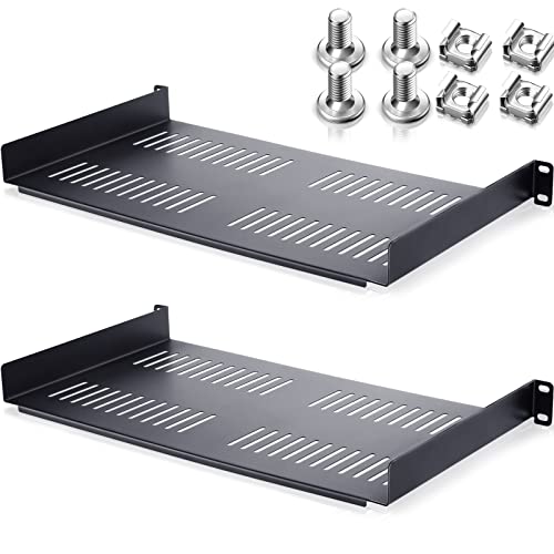 2 Stück Rack Regal belüftet Rack Mount Regal Universal Heavy Duty Server Rack Regal für 19 Zoll Netzwerkgeräte Rack und Schrank 10 Zoll tief (1U, 19 x 10 x 1,7 Zoll) von Taiyin