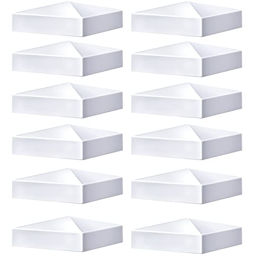 Pyramiden-Weiße PVC-Vinyl-Pfostenkappen, Zaunpfostenkappen, Deckpfostenkappen für Vinyl-Zaunpfosten (12 Stück, 10,2 x 10,2 cm) von Taiyin