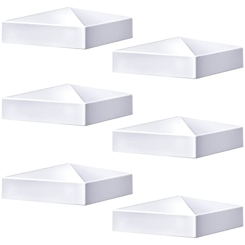 Pyramiden-Weiße PVC-Vinyl-Pfostenkappen, Zaunpfostenkappen, Deckpfostenkappen für Vinyl-Zaunpfosten (6 Stück, 12,7 x 12,7 cm) von Taiyin