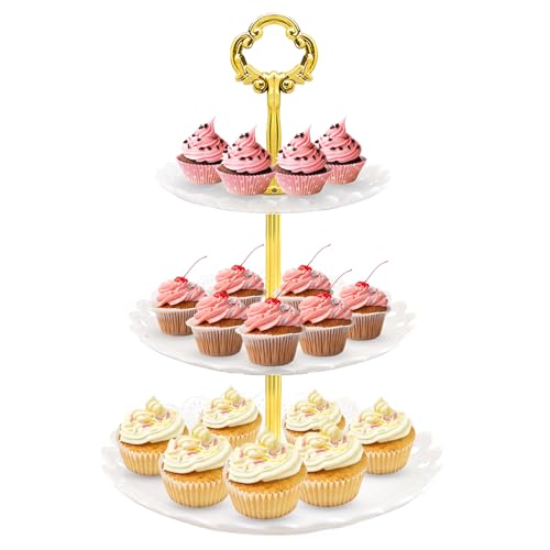 Taiyyi 3 Etagen Cupcake Ständer,Nachmittagstee Kuchen Stand,Geeignet für Hochzeit nach Hause Geburtstag Tea Party Dekoration (weiß) von Taiyyi