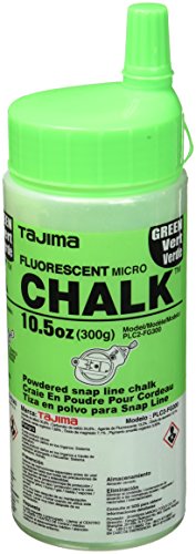 TAJIMA Micro Chalk - Fluorescent Green 10.5 oz (300g) Ultra-Fine Snap-Line Chalk with Durable Bottle & Easy-Fill Nozzle - PLC2-FG300 von Tajima