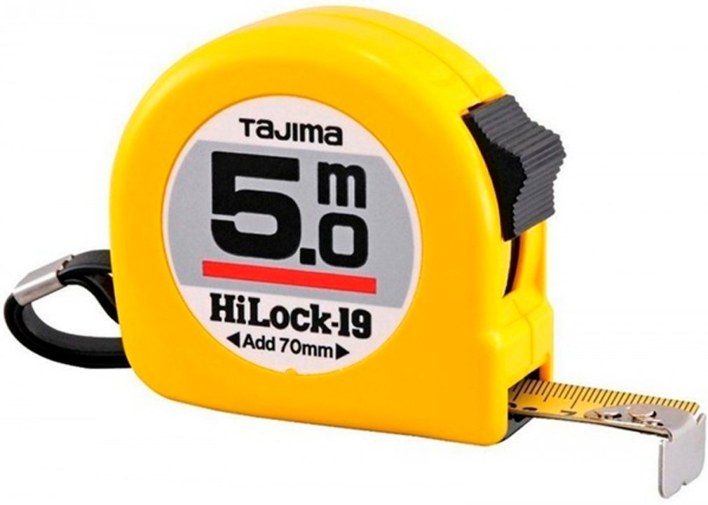Tajima Maßband TAJIMA HI-LOCK Bandmass 5m/19mm gelb, TAJ-11077 von Tajima