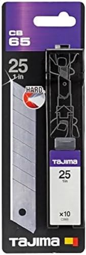 Tajima TAJ-CB65 DORA Cutterklinge Endura 25mm, 10 Stück verpackt in Klingenspender, CB65, 0.1 W, 0.13 V, Mehrfarben, 25 mm von Tajima