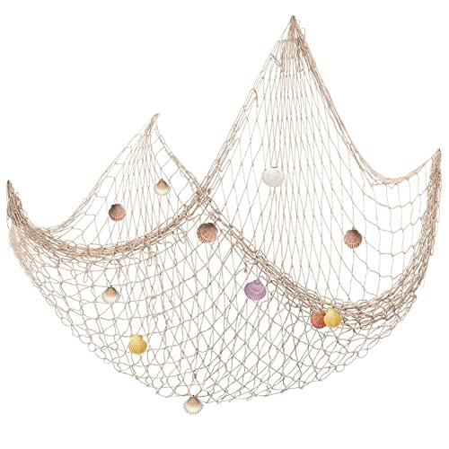 Fischernetz Deko mit Muscheln 100 x 200 cm Deko Netz fischernetz Dekoration Mediterranen Stil Fischernetze für Zimmer, Hochzeit von TakFree