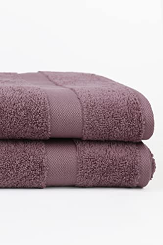 Taka Fabrics 2-teiliges Set, hochwertige Wave-Kollektion, 100% Baumwolle, Handtücher, Bade-, Hand-, Gesichts- und Gästehandtücher-Sets (70x140 cm, Purple) von Taka Fabrics