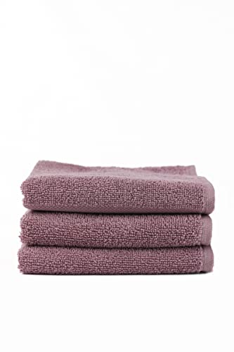 Taka Fabrics 3-teiliges Set, hochwertige Wave-Kollektion, 100% Baumwolle, Handtücher, Bade-, Hand-, Gesichts- und Gästehandtücher-Sets (30x50, Purple) von Taka Fabrics