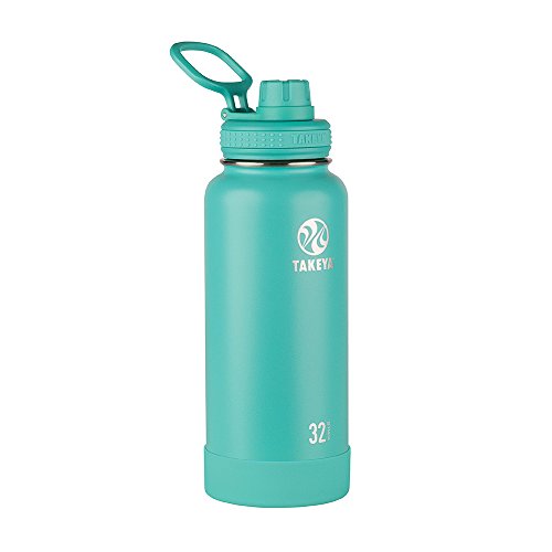 Takeya Actives Isolierte Edelstahl-Wasserflasche mit Ausgussdeckel, 900 ml, Blaugrün von Takeya