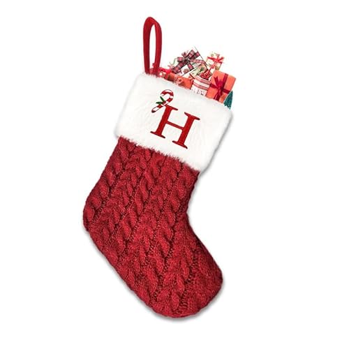Takezuaa Weihnachtssocke | Personalisiert Nikolausstrumpf | Weihnachtsstrumpf zum Befüllen | Zum Aufhängen an Kamin,Treppe | Geschenksack - für Süßigkeiten,Zuhause,Weihnachten(Rot-Style 4,H) von Takezuaa