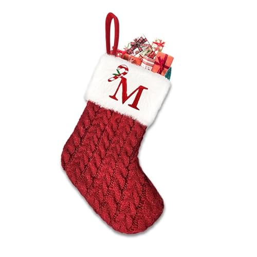 Takezuaa Weihnachtssocke | Personalisiert Nikolausstrumpf | Weihnachtsstrumpf zum Befüllen | Zum Aufhängen an Kamin,Treppe | Geschenksack - für Süßigkeiten,Zuhause,Weihnachten(Rot-Style 4,M) von Takezuaa