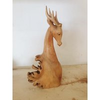 Rehkopf Skulptur, Tier Figur, Holzschnitzerei, Wohndekor, Geschenk Für Weihnachten, Neujahrsgeschenk von TaksuGalleryUbud