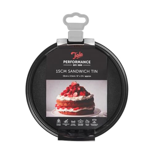 Tala Performance Schichtkuchenform, loser Boden, rund, Karbonstahl von professioneller Stärke mit Eclipse-Antihaftbeschichtung, 15 cm, ideal für Kuchen, Biskuits mehrstöckige Kuchen von Tala